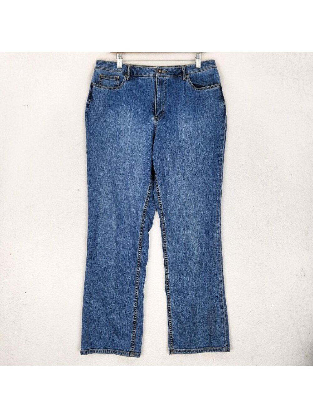 Coldwater Creek Jeans Womens 16 Blue Med Wash High Rise Straight Stretch Denim